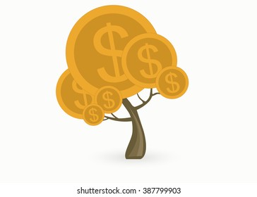 Money coin tree growing - vector illustration, eps10