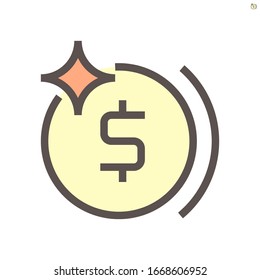 Geldmünzen-Vektorillustration-Icon-Design für finanzielle Grafik-Design-Element, 48x48 Pixel perfekt und editierbar.