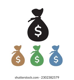 Money and coins bags icon isolated vector illustration on white background.