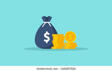 Money. Coins and banknotes. Cash money. Flat style Vector illustration