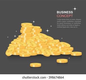 Money coins. Business elements. Vector illustration. Concept for financial growth.