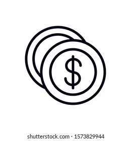 money coins currency shopping line style vector illustration
