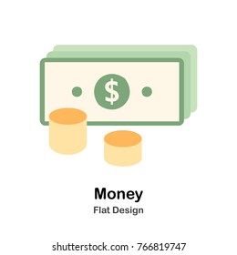 Money and coins Flat vector Illustration