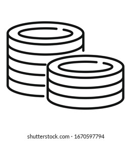Money coins icon. Outline money coins vector icon for web design isolated on white background