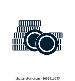 money coins icon over white background, silhouette style, vector illustration