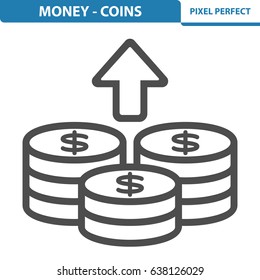 Money - Coins Icon. Professional, pixel perfect icons optimized for both large and small resolutions. EPS 8 format. 12x size for preview.