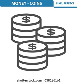 Money - Coins Icon. Professional, pixel perfect icons optimized for both large and small resolutions. EPS 8 format. 12x size for preview.