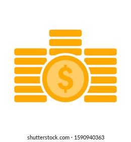 money coins icon -savings symbol- coin icon - economy symbol - currency illustration- profit sign - banking vector-earnings sign - rich vector- investment isolated