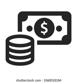 Money and coins icon vector