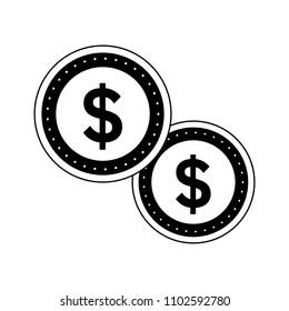 Money coins isolated in black and white