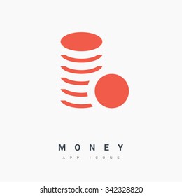 money coins isolated minimal single flat linear icon. Line vector icon for websites and mobile minimalistic flat design. Modern trend concept design style illustration symbol