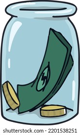 money and coins in the jar