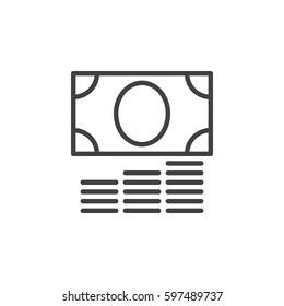 Money and coins line icon, outline vector sign, linear style pictogram isolated on white. Cash symbol, logo illustration. Editable stroke. Pixel perfect
