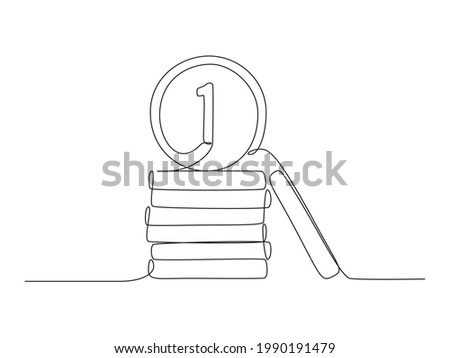Money coins in one continuous line drawing. Penny cents in doodle style. Vector illustration