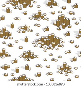 Money coins seamless background, backdrop for financial business website or economical theme ads and information, 3d cash, vector wallpaper or web site background.