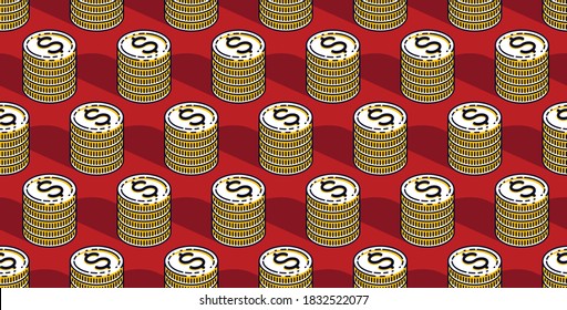 Monedas de dinero fondo sin fisuras, fondo para sitios web de negocios financieros o anuncios e información sobre temas económicos, caja 3d, fondo de pantalla o fondo de sitio web.