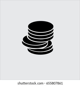 Money Coins stack icon vector in trendy flat style isolated on grey background. Money stacked coins icon in flat style.