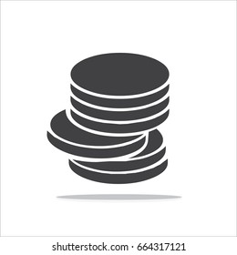 Money Coins stack icon vector, Money stacked coins icon in flat style. 