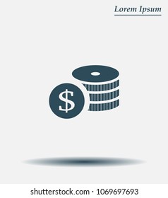 Money, coins, stateroom vector icon