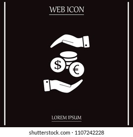 Money, coins, stateroom vector icon