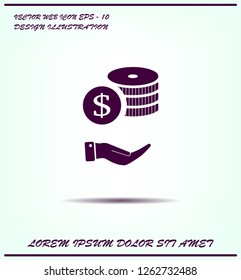 Money, coins, stateroom vector icon