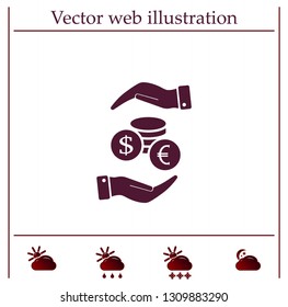 Money, coins, stateroom vector icon