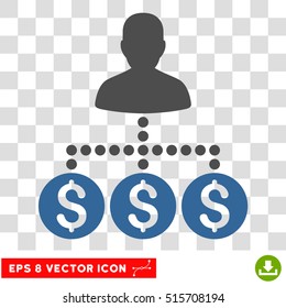 Money Collector EPS vector icon. Illustration style is flat iconic bicolor cobalt and gray symbol.