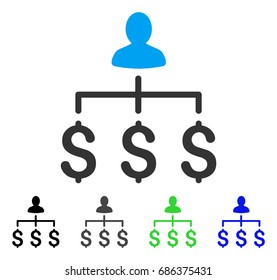 Money Collector flat vector pictogram. Colored money collector gray, black, blue, green pictogram variants. Flat icon style for graphic design.