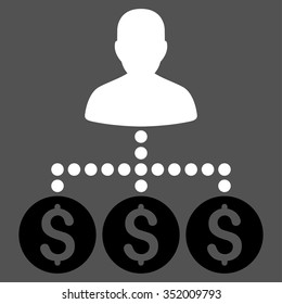 Money Collector vector icon. Style is bicolor flat symbol, black and white colors, rounded angles, gray background.