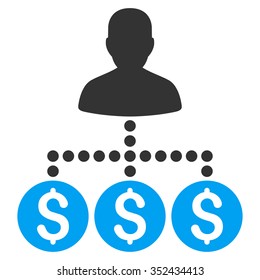 Money Collector vector icon. Style is bicolor flat symbol, blue and gray colors, rounded angles, white background.
