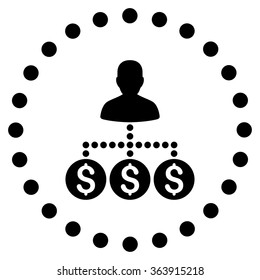 Money Collector vector icon. Style is flat circled symbol, black color, rounded angles, white background.