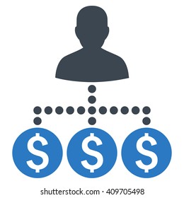 Money Collector vector icon. Style is bicolor flat symbol, smooth blue colors, white background.