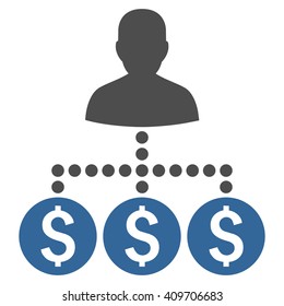 Money Collector vector icon. Style is bicolor flat symbol, cobalt and gray colors, white background.