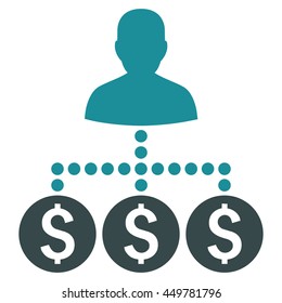 Money Collector vector icon. Style is bicolor flat symbol, soft blue colors, white background.