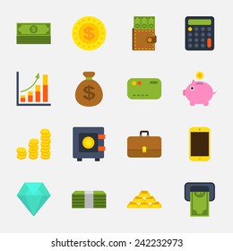money color icons on white background