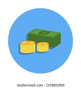 money colored icon in badge style. One of Banking collection icon can be used for UI, UX