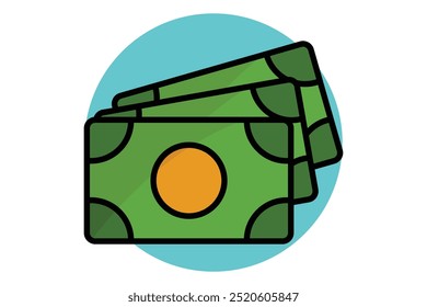 Money colored outline icon. icon related to bill and payment. business elements vector illustration