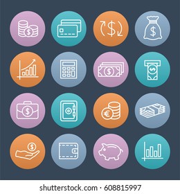 Money colorful icons in line style
