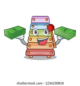 With money colorful toy xylophone on mallets mascot