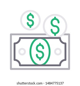money colour line vector icon