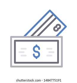 money colour line vector icon