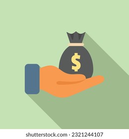 Money compensation icon flat vector. Work benefit. Payment bank