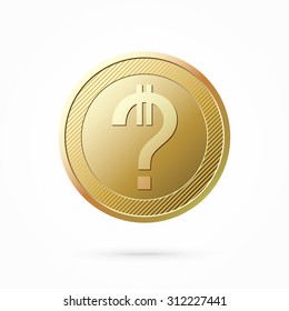 Money concept. Business concept. Money coin with question mark.