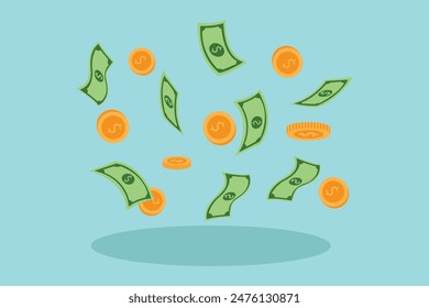 Money concept. Colored flat vector illustration isolated.