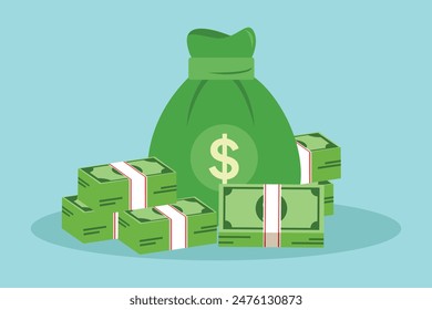 Money concept. Colored flat vector illustration isolated.