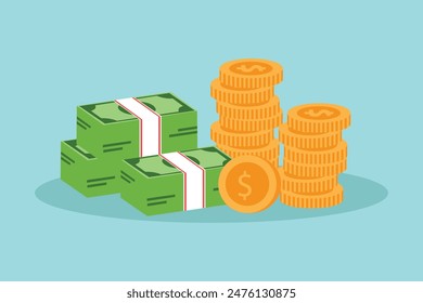 Money concept. Colored flat vector illustration isolated.