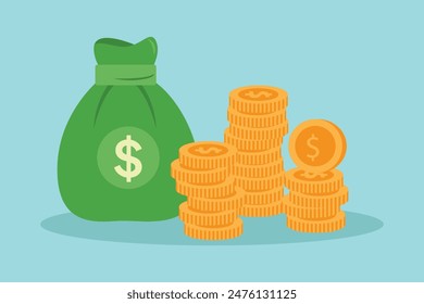 Money concept. Colored flat vector illustration isolated.