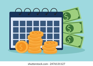 Money concept. Colored flat vector illustration isolated.