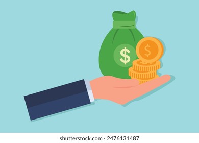 Money concept. Colored flat vector illustration isolated.