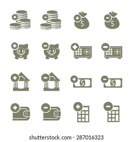 Money concept icon set, Vector sign symbol